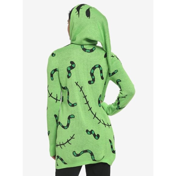 Nightmare Before Christmas Sweater Women Small Oogie Boogie Drape Cardigan Green - Picture 3 of 11